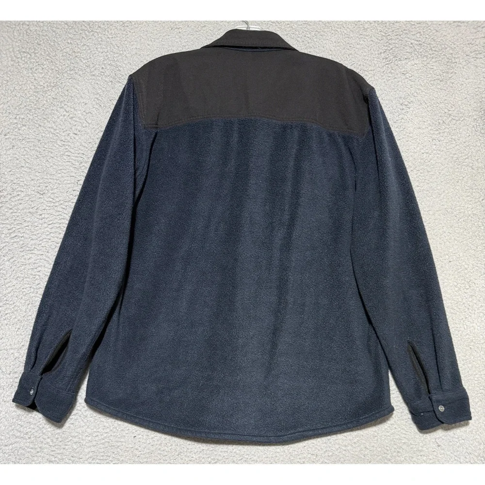 Wrangler Men's Outdoor Overlay Navy Fleece Button Up Shirt Large Warm